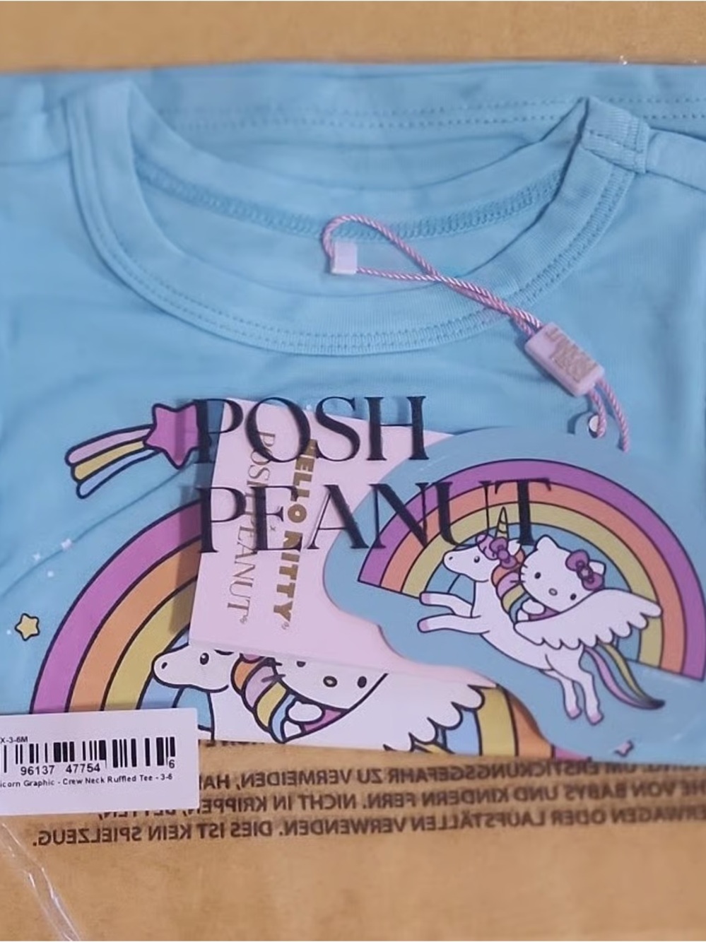 Posh Peanut Hello Kitty Unicorn Graphic tee 3-6 mo.